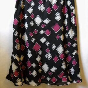 Axcess Liz Claiborne Skirt Black Pink White Boxes Lined Flared Bottom Size 10